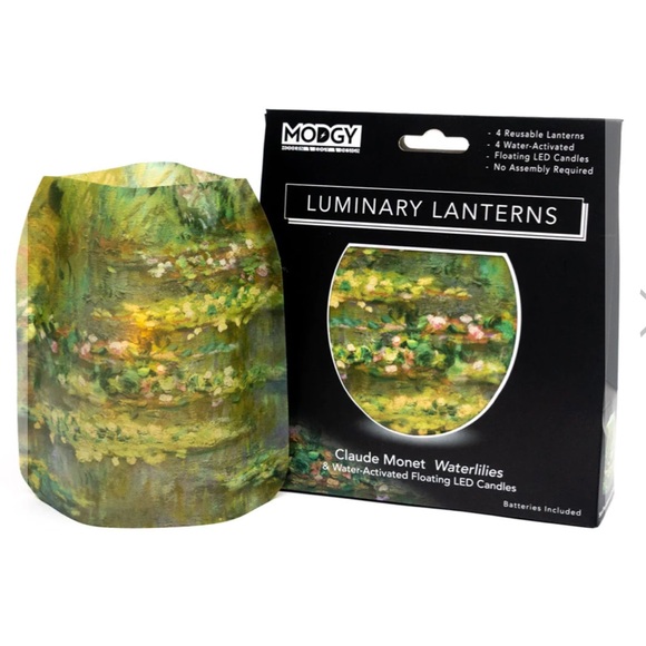 MODGY LUMINARY LANTERNS - CLAUDE MONET WAYERLILIES DESIGN - PACK OF FOUR - Picture 2 of 2